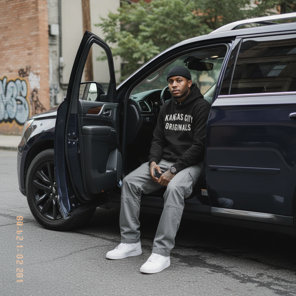 Black Hoodie with Kansas City Originals - Navy SUV
